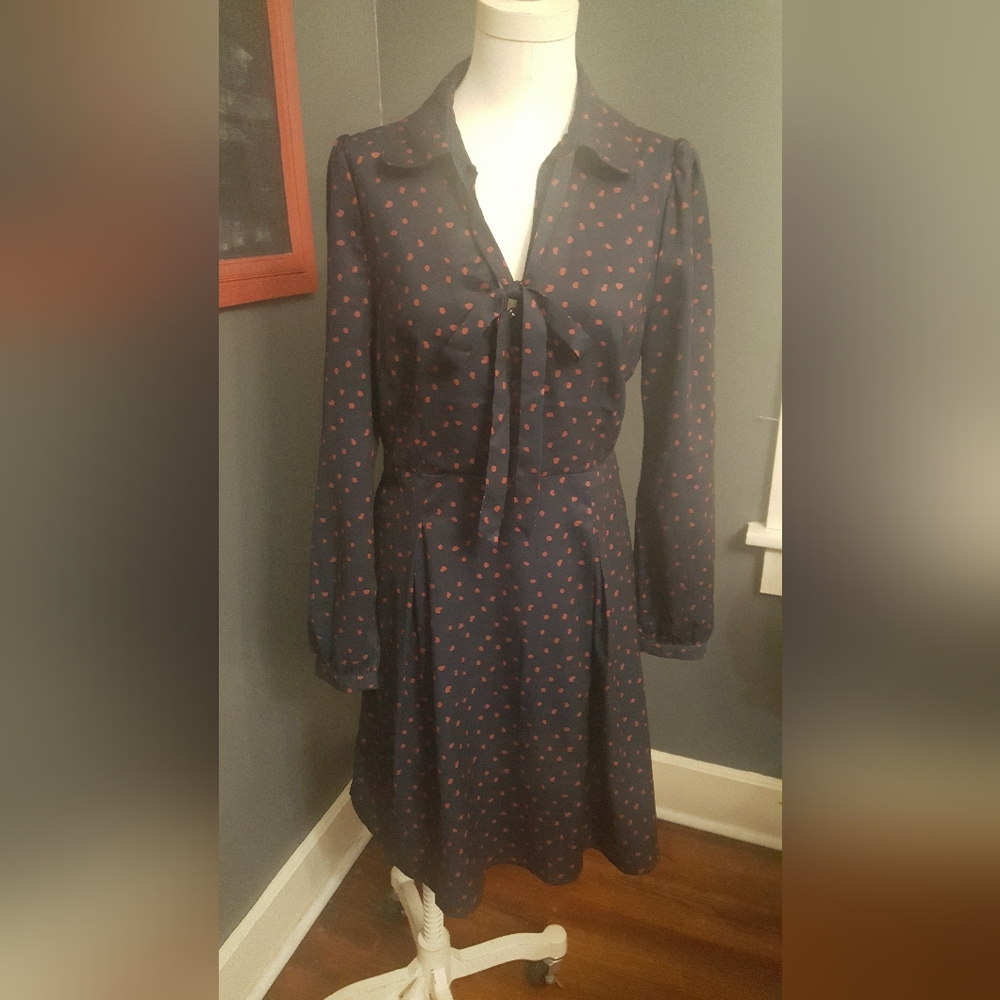 Allegra K dress color navy with red print  size medium
